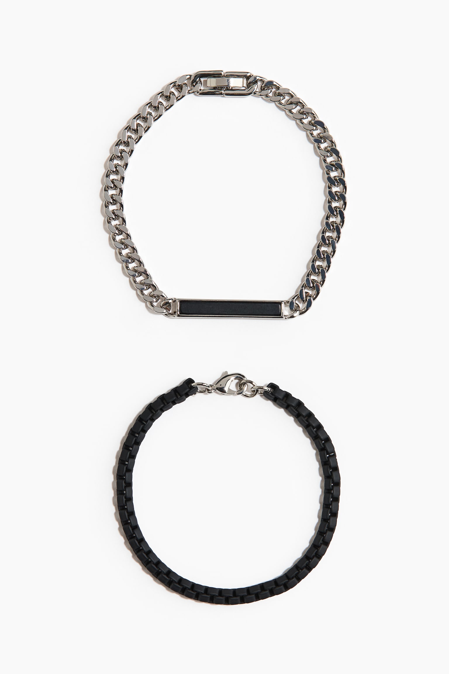 2-pack de pulseras - Negro/Plateado