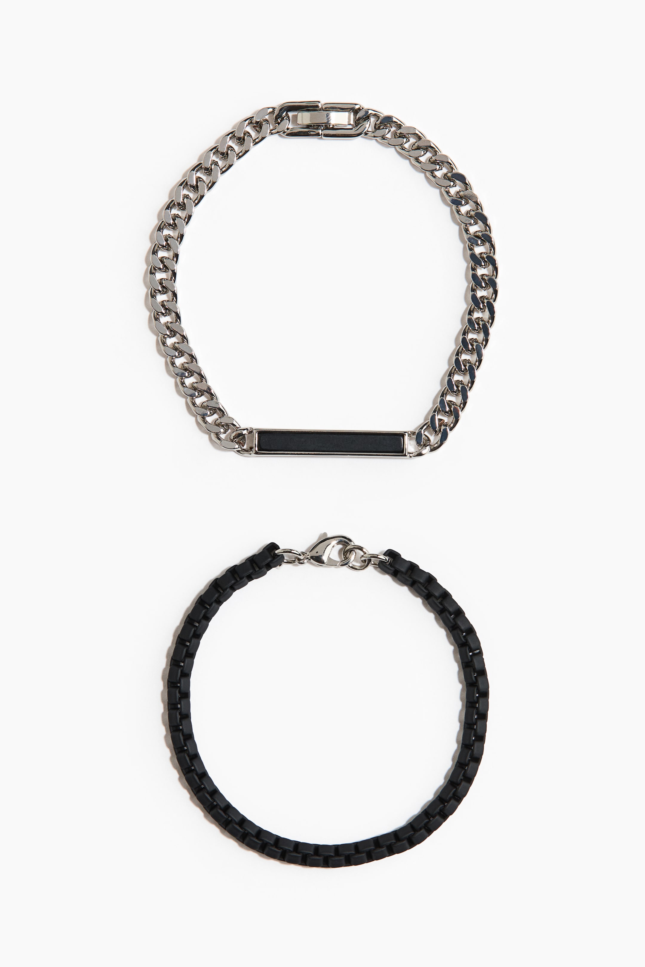 Ampliar la imagen: 2-pack de pulseras - Negro/Plateado - Men | H&M MX 1