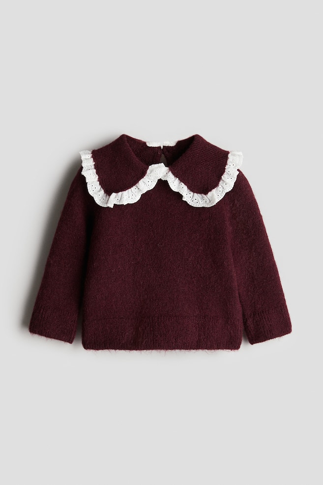 Pullover con colletto Peter Pan - Rosso scuro - 1