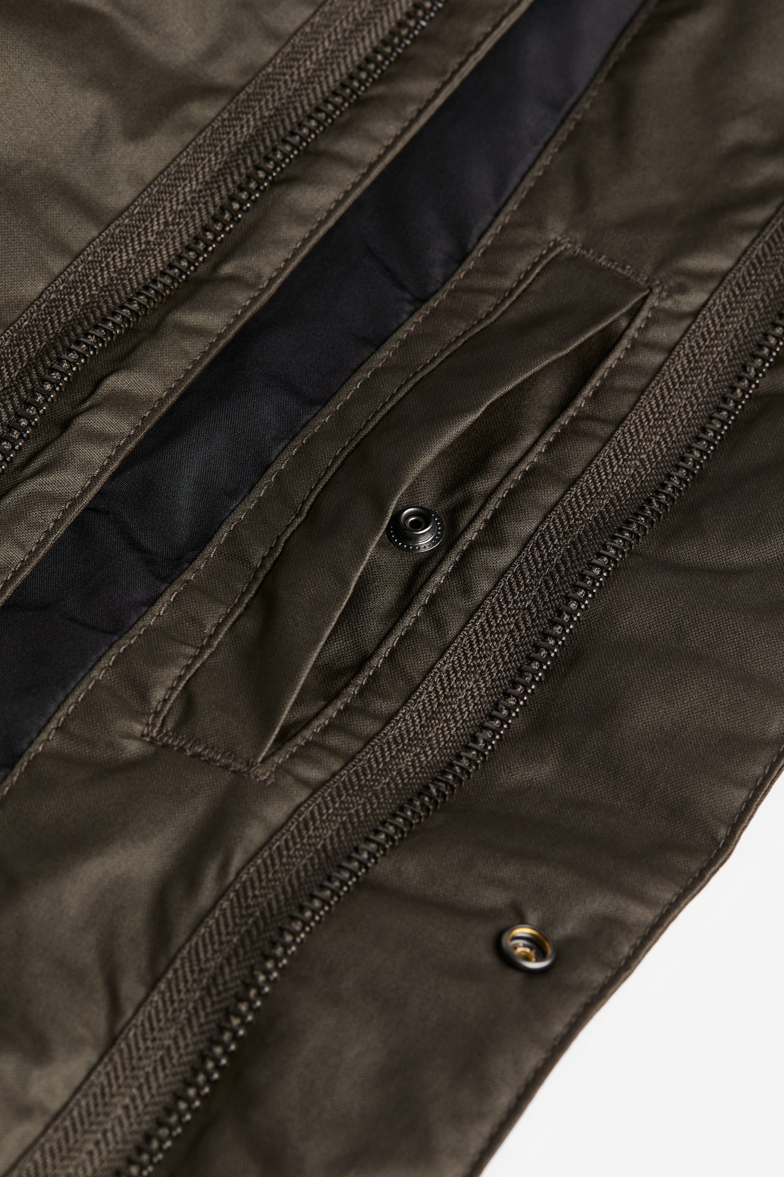 Loose Fit Water-repellent canvas jacket - Dark khaki green - 5