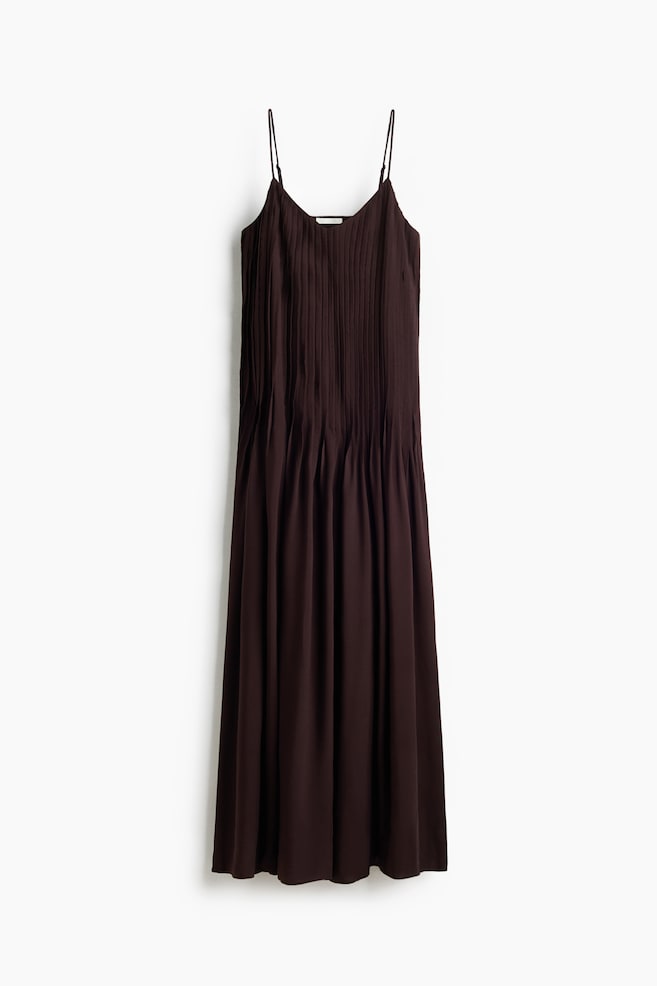 Pintucked modal dress - Dark brown - 1
