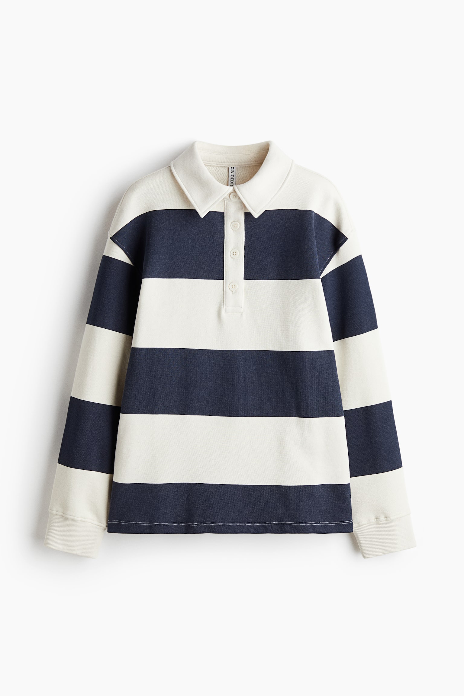 Oversized rugby shirt - White/Dark blue striped/Navy blue/White/Striped - 2