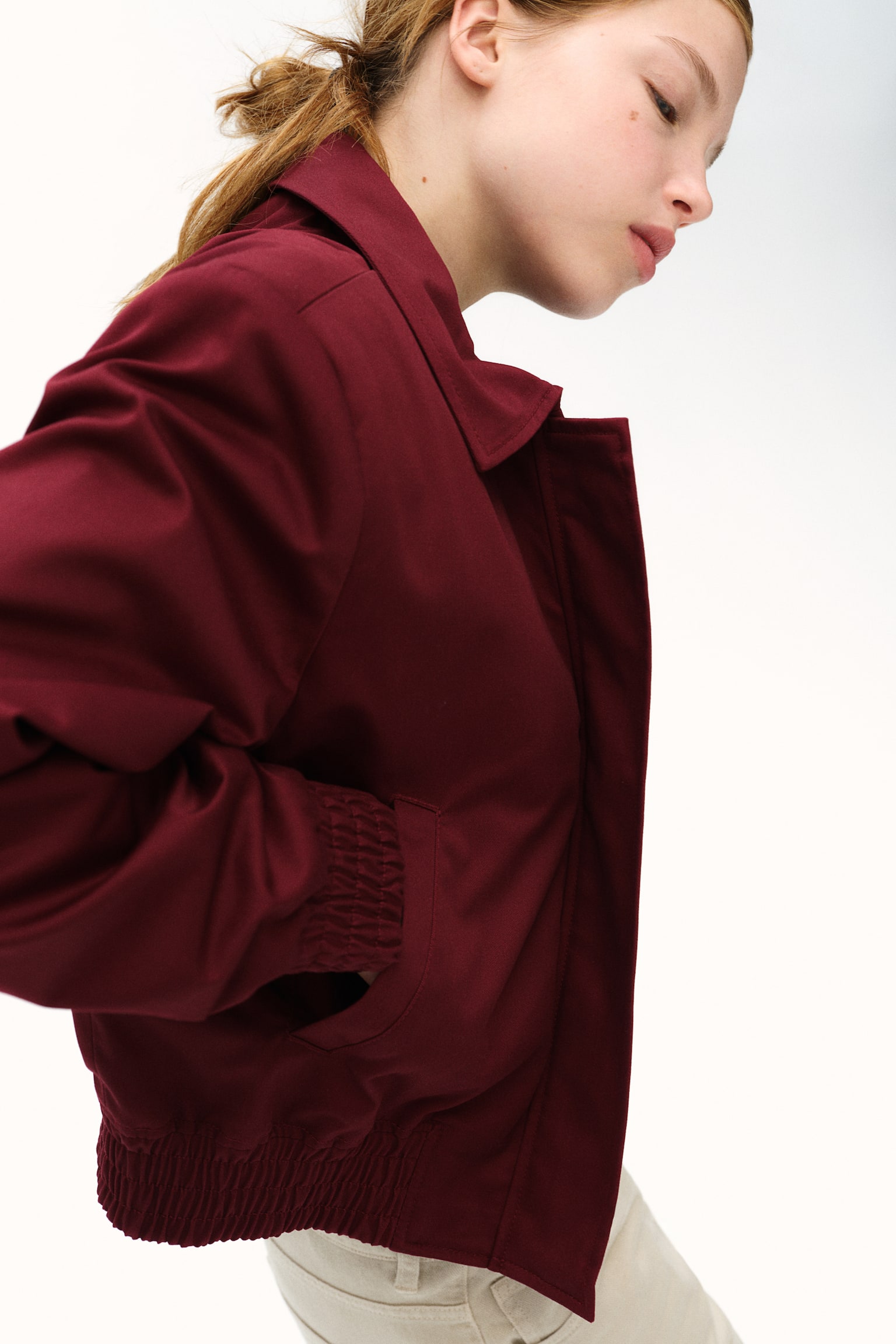 Shoulder-pad jacket - Burgundy - 4