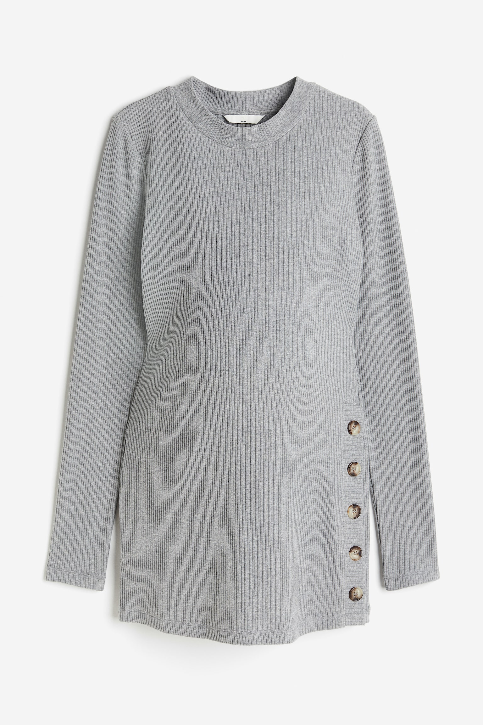 MAMA Rib Top - Grey/Light beige marle/Black - 1