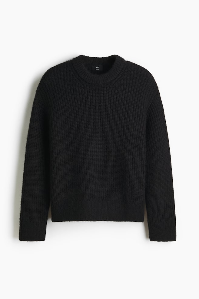 Pull Loose Fit en maille côtelée - Noir - 1