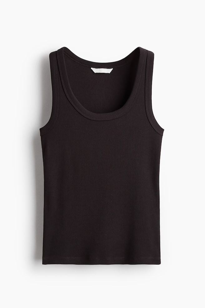 Ribbed vest top - Dark brown/White/Black/Dark brown/Golden olive/Dark blue/Grey marl/Light beige marl/Dark brown/White - 1