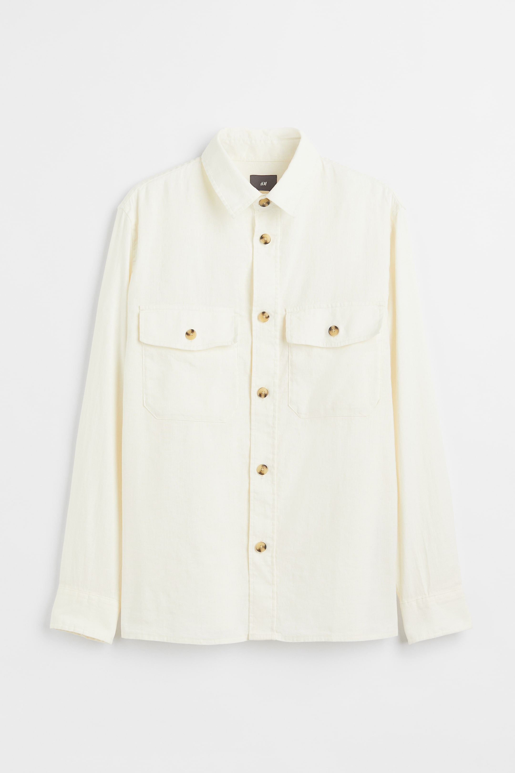 View larger image: Regular Fit Linen-blend Overshirt - White - Men | H&M US 1