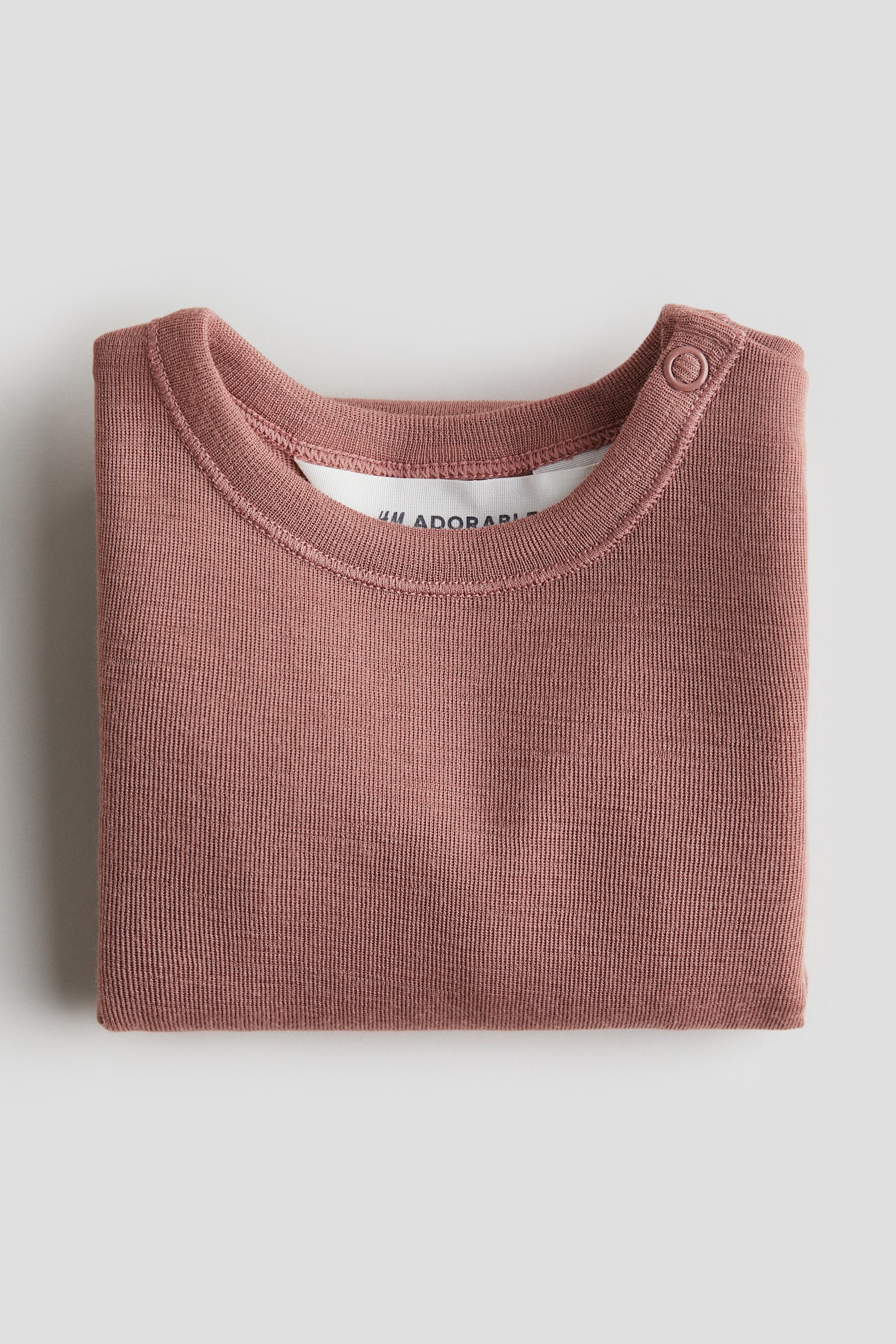 Wool jersey bodysuit - Dark dusty pink/Light beige/Dark grey - 2