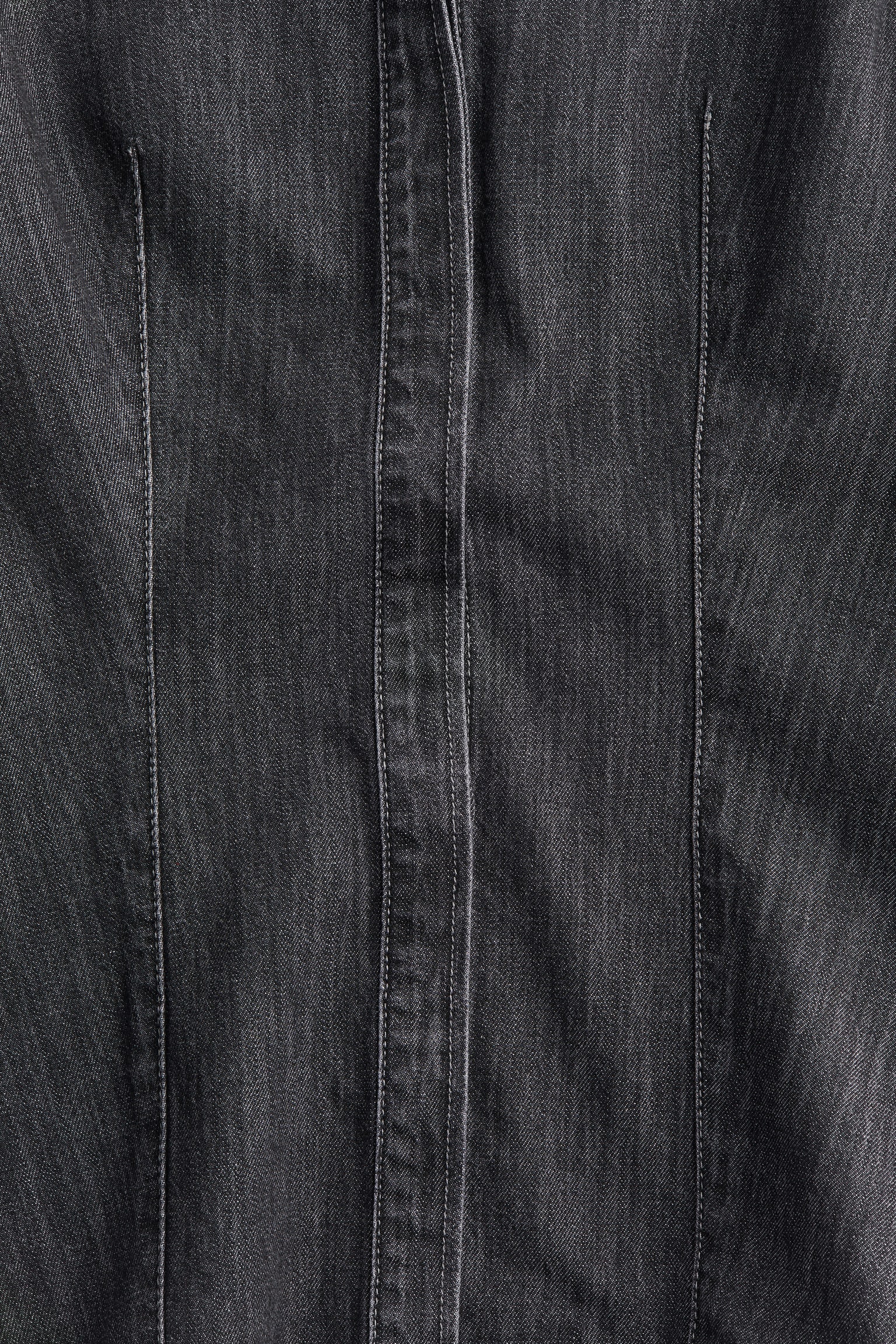 Tapered-waist denim shirt - Black/Dark denim blue - 5