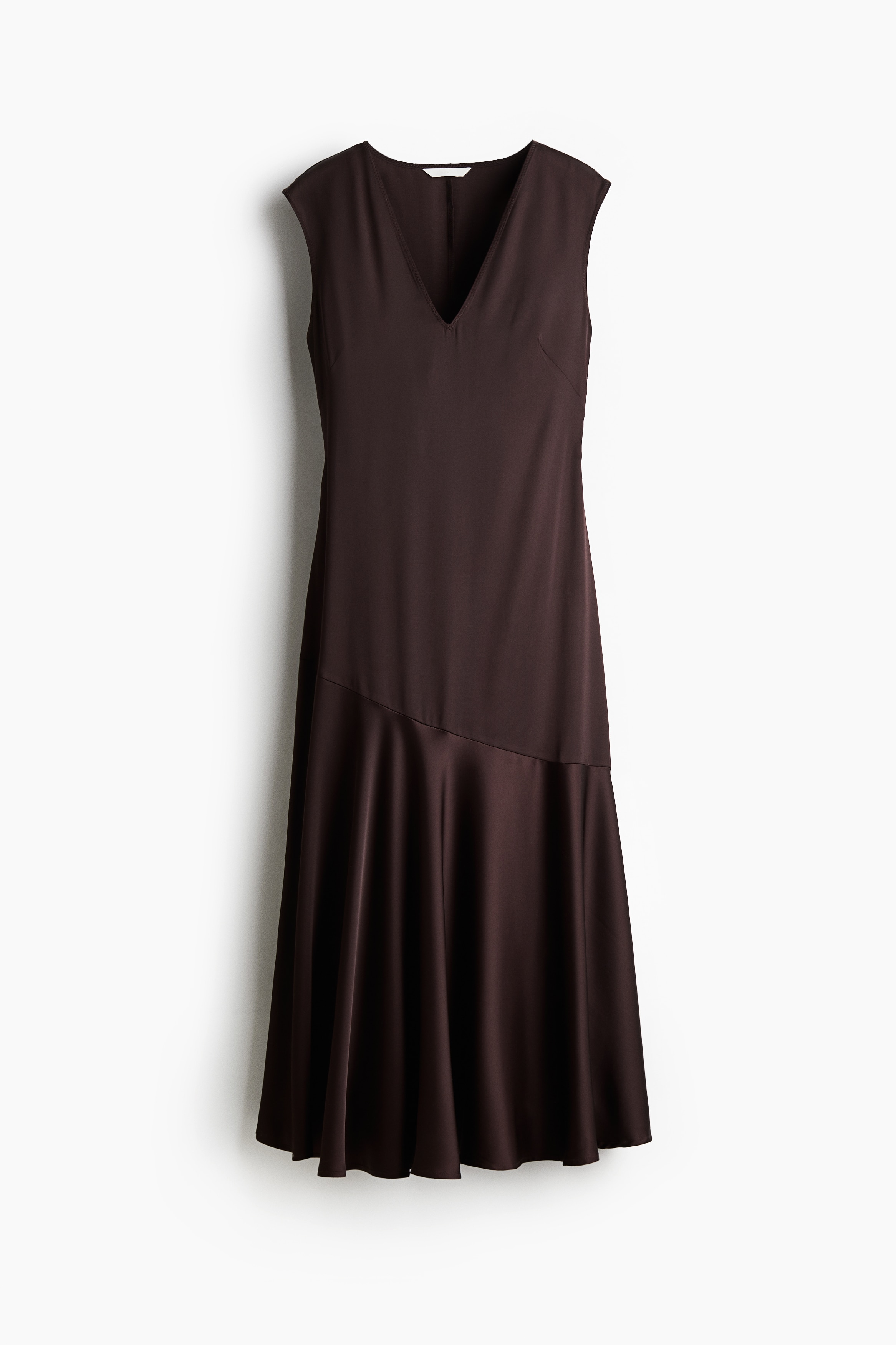 V-neck satin dress - Σκούρο καφέ/Μαύρο/Μπεζ/λεοπάρ μοτίβο/Λευκό
