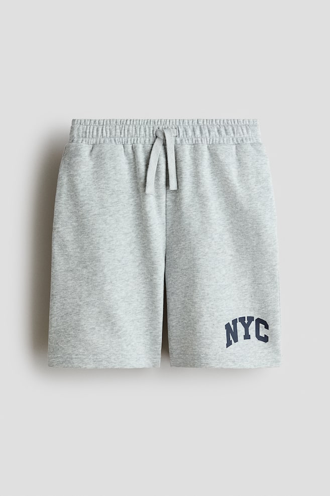 Shorts en french terry con diseño - Gris jaspeado claro/NYC/Blanco/Mármol/Azul claro/Diseño - 1