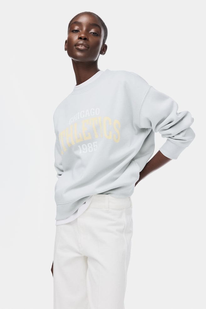 Text-motif sweatshirt-Light grey/Athletics - 3