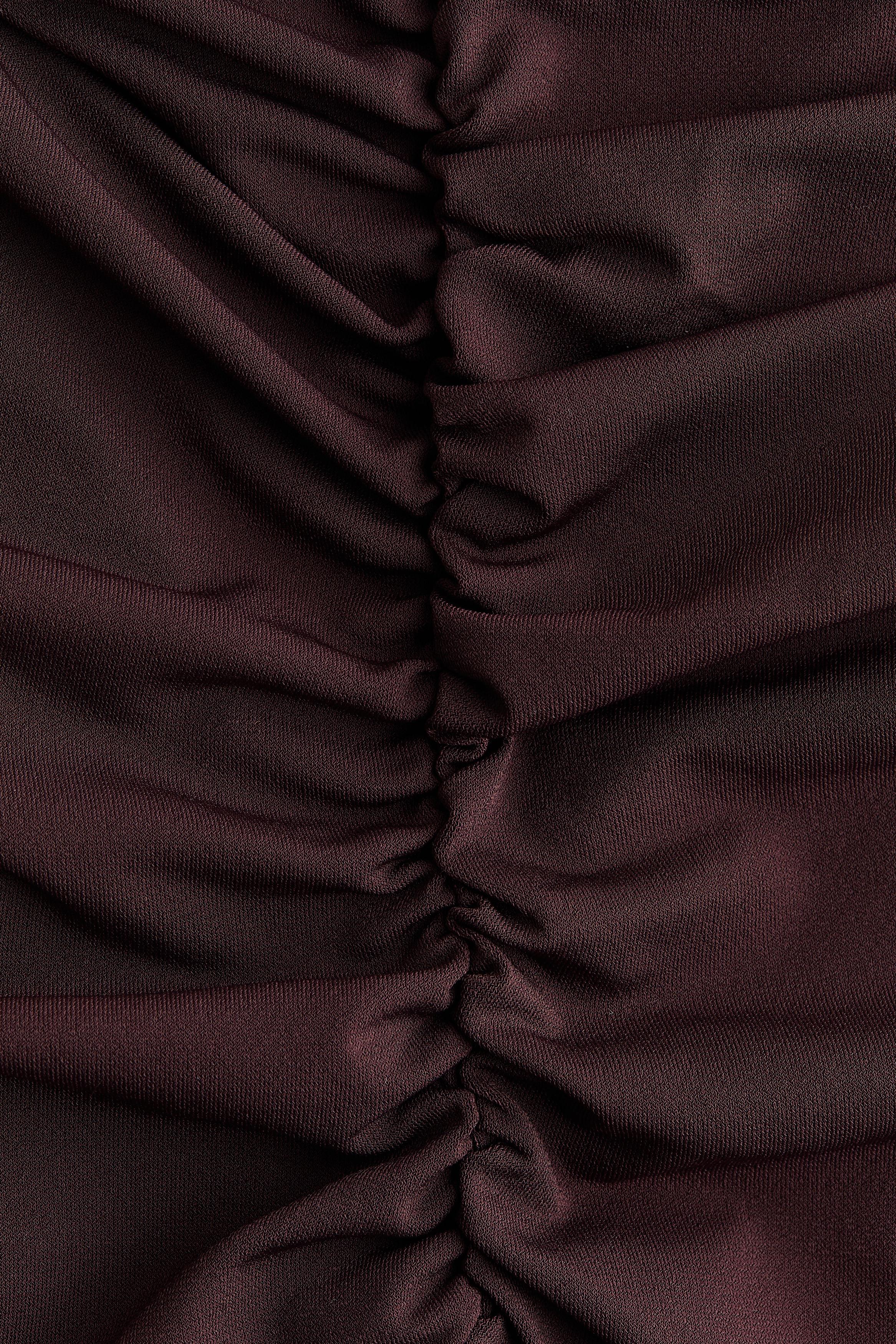 h&m brown dress ruched Ladies - Brown Ruched Linen-Blend Dress - Size: S