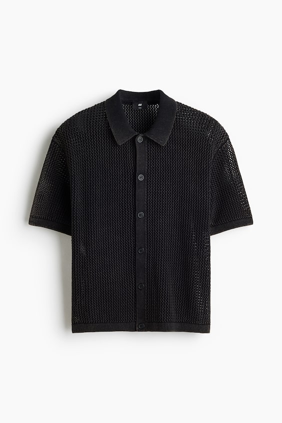 Мужские рубашки H&M Relaxed-Fit Open-Knit Shirt