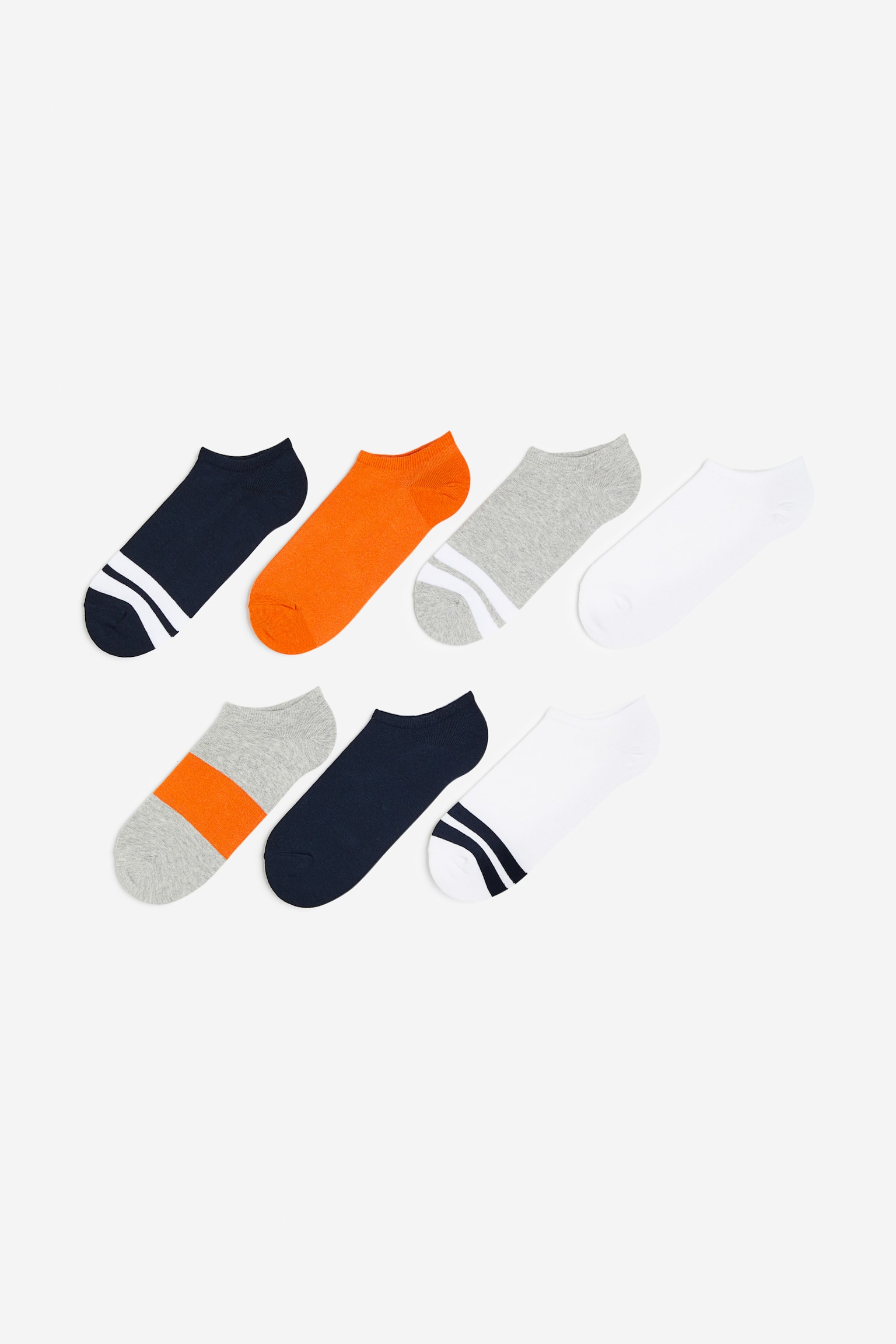 7-pack Ankle Socks - Orange/Grey marle/Khaki green/Black - 1