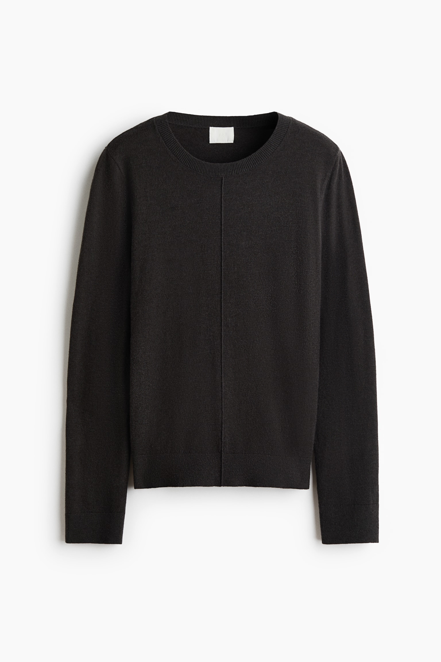 Fine-knit jumper - Dark grey marl/Dark brown - 1