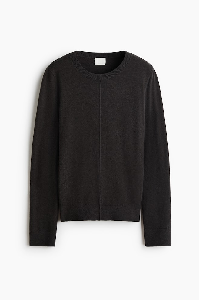 Jersey en punto fino - Gris oscuro jaspeado/Marrón oscuro - 1