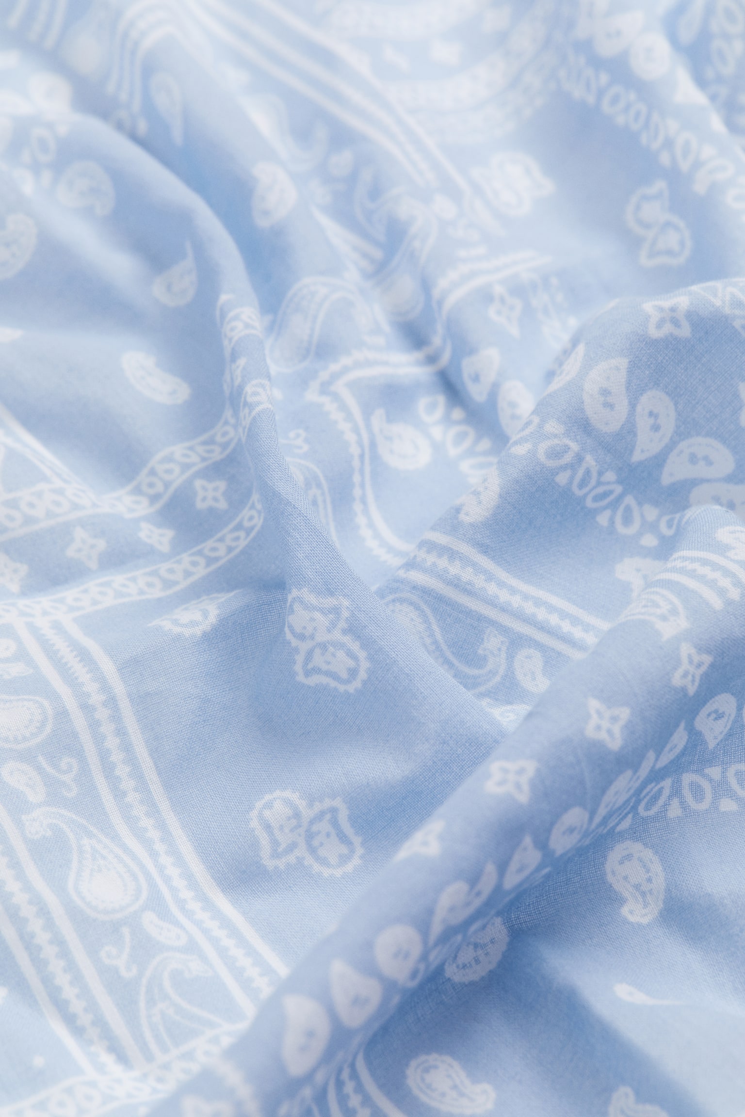 Patterned cotton scarf - Light blue/Paisley-patterned - 4