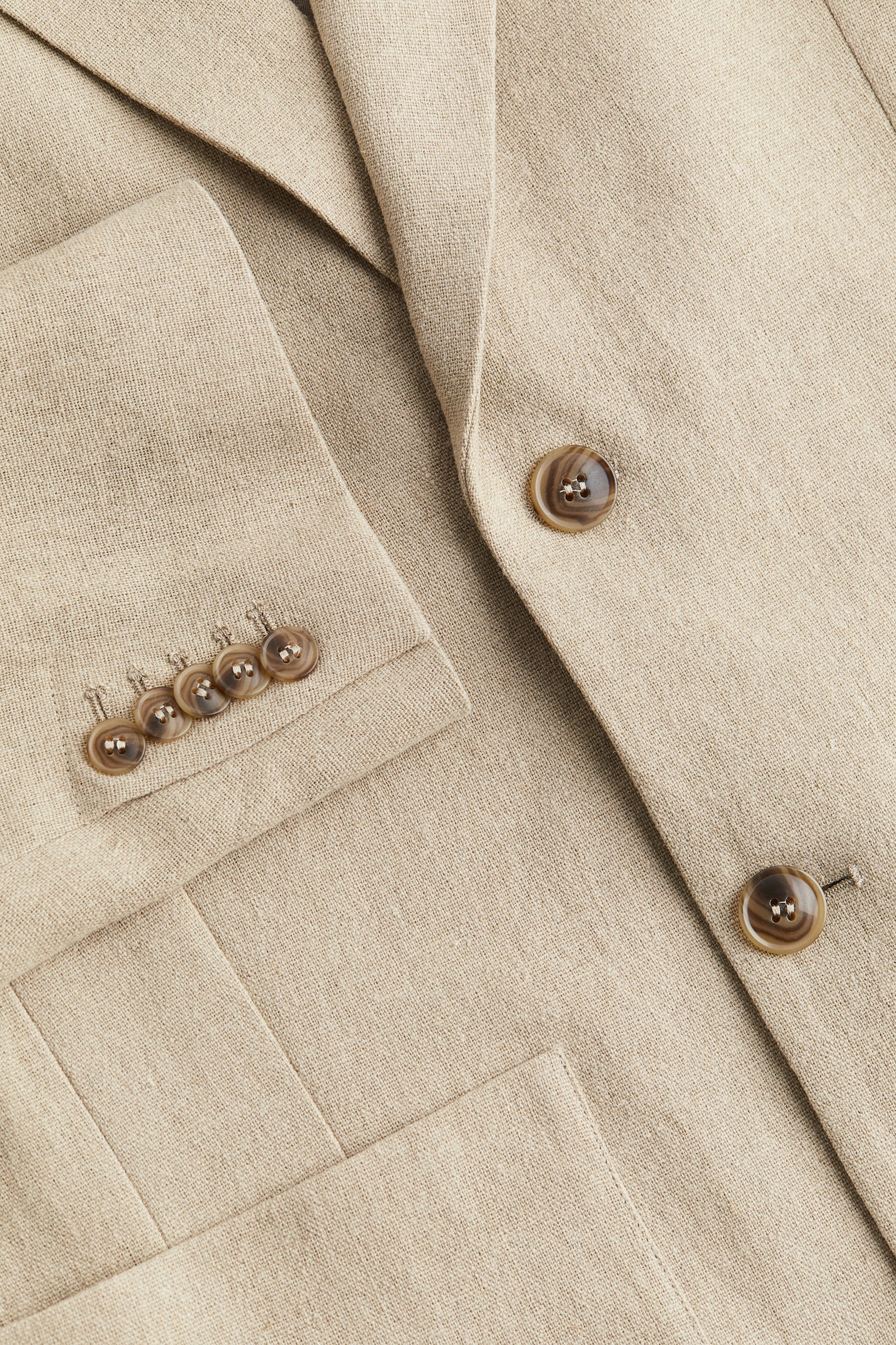 Linen Blend Blazer - Light beige - 5