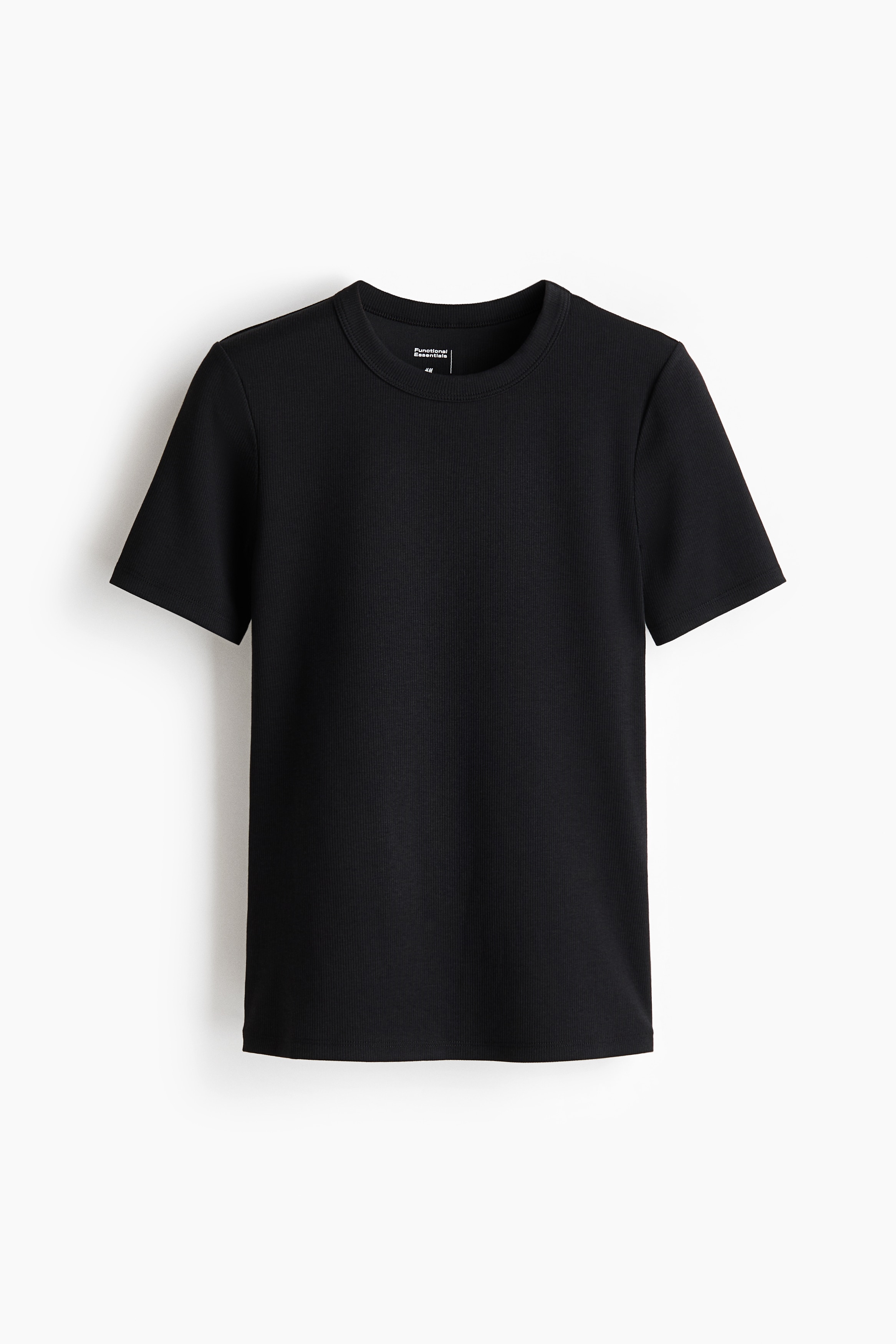 Cooling T-shirt i rib Slim Fit - Sort/Creme