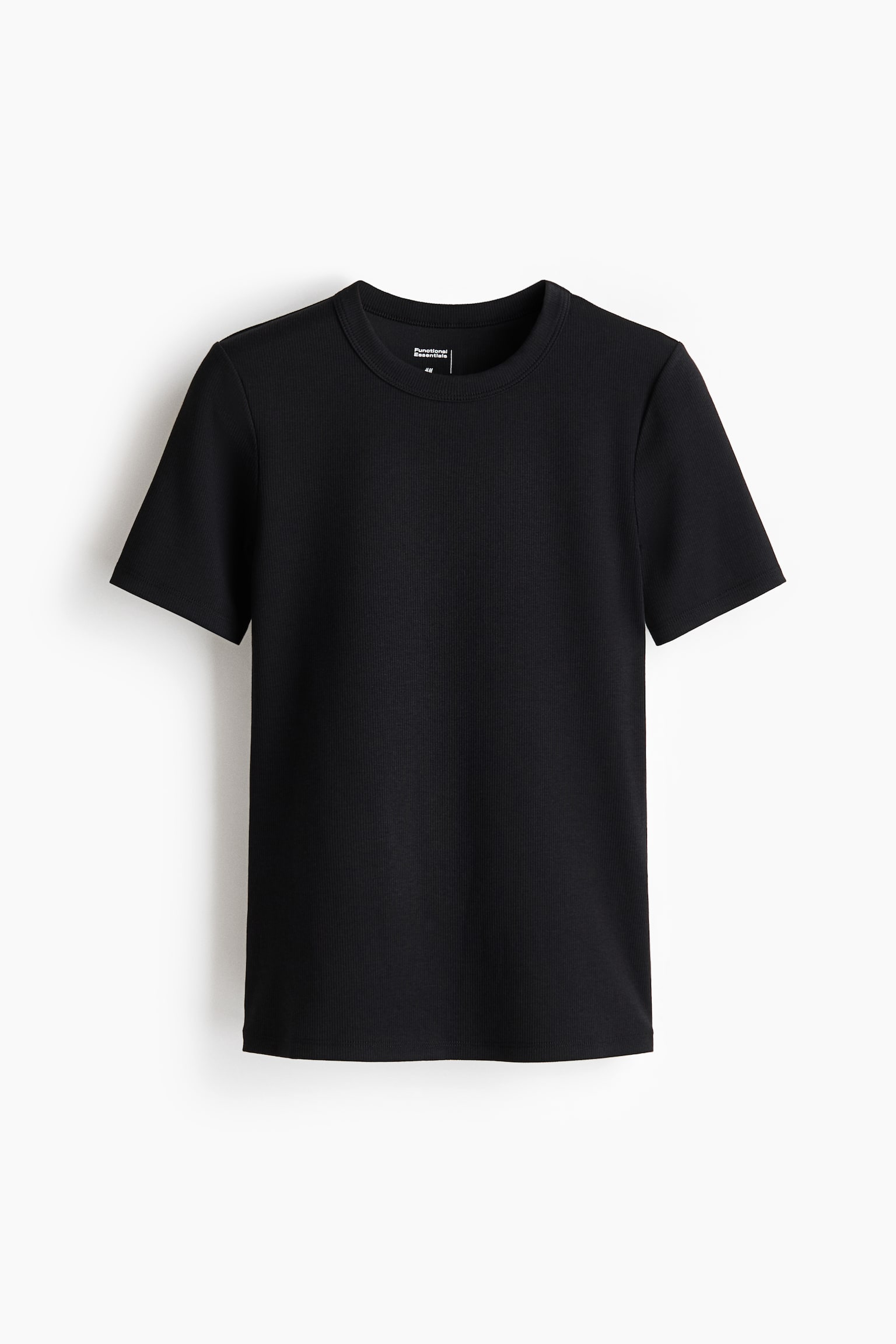 Cooling Slim Fit Ribbed T-shirt - Black/Cream - 1