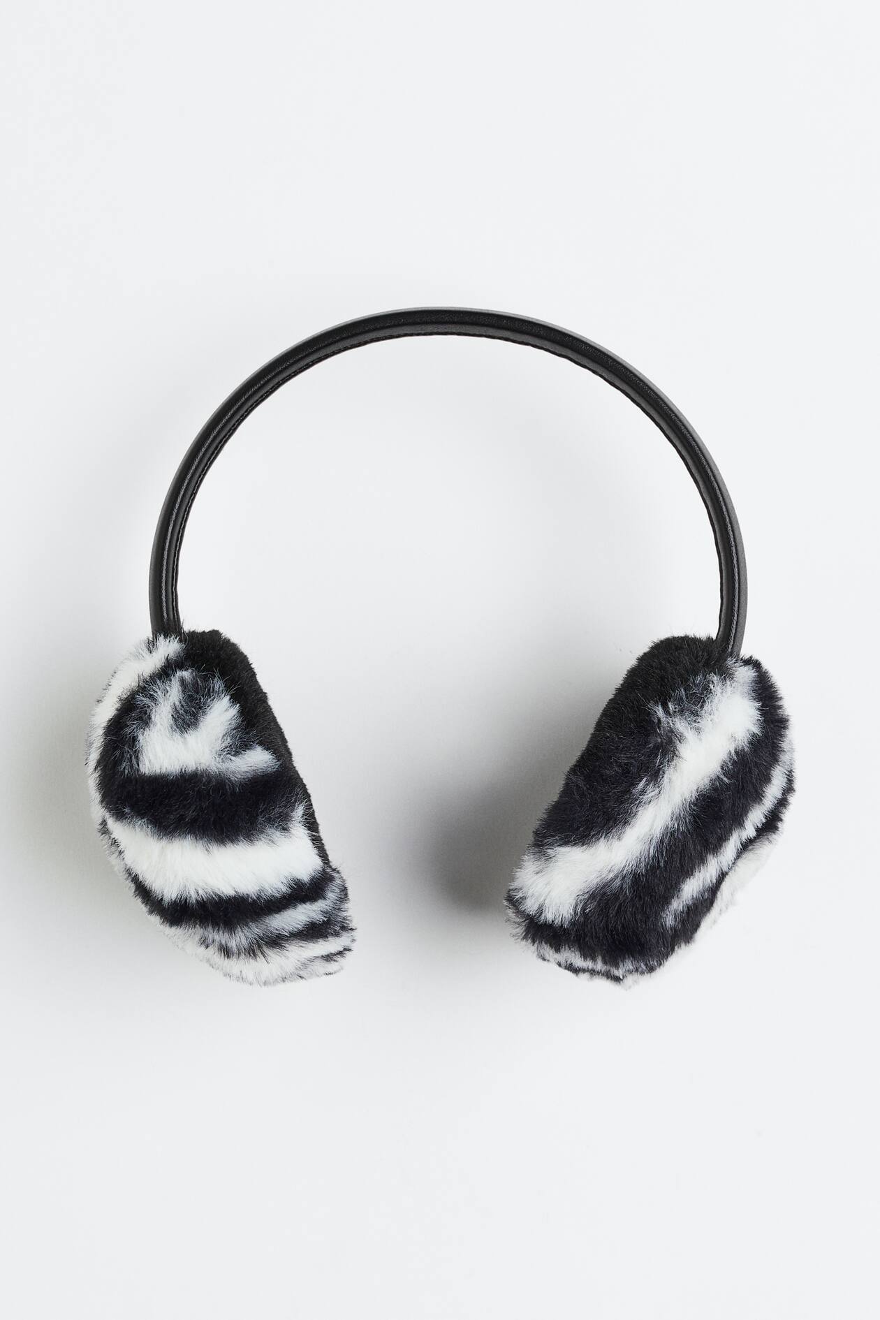 Fluffy earmuffs Black/Zebra print Ladies H&M GB