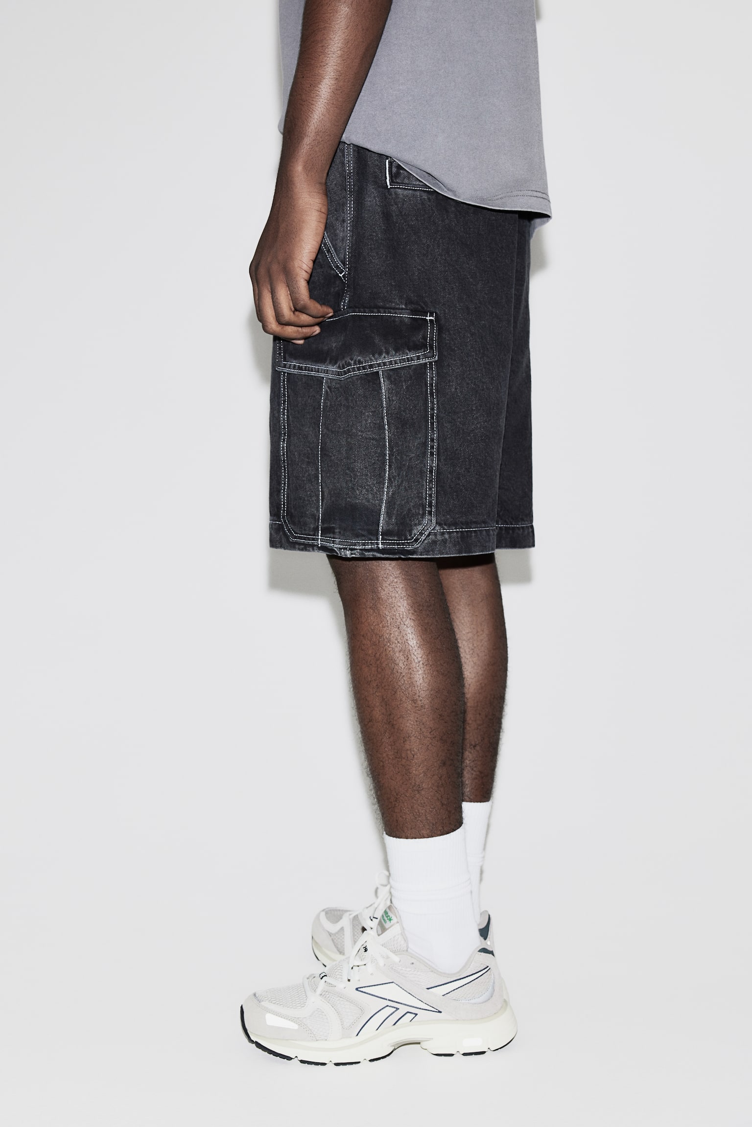 Loose Denim cargo shorts - Denim black/Navy blue/Light denim blue - 5