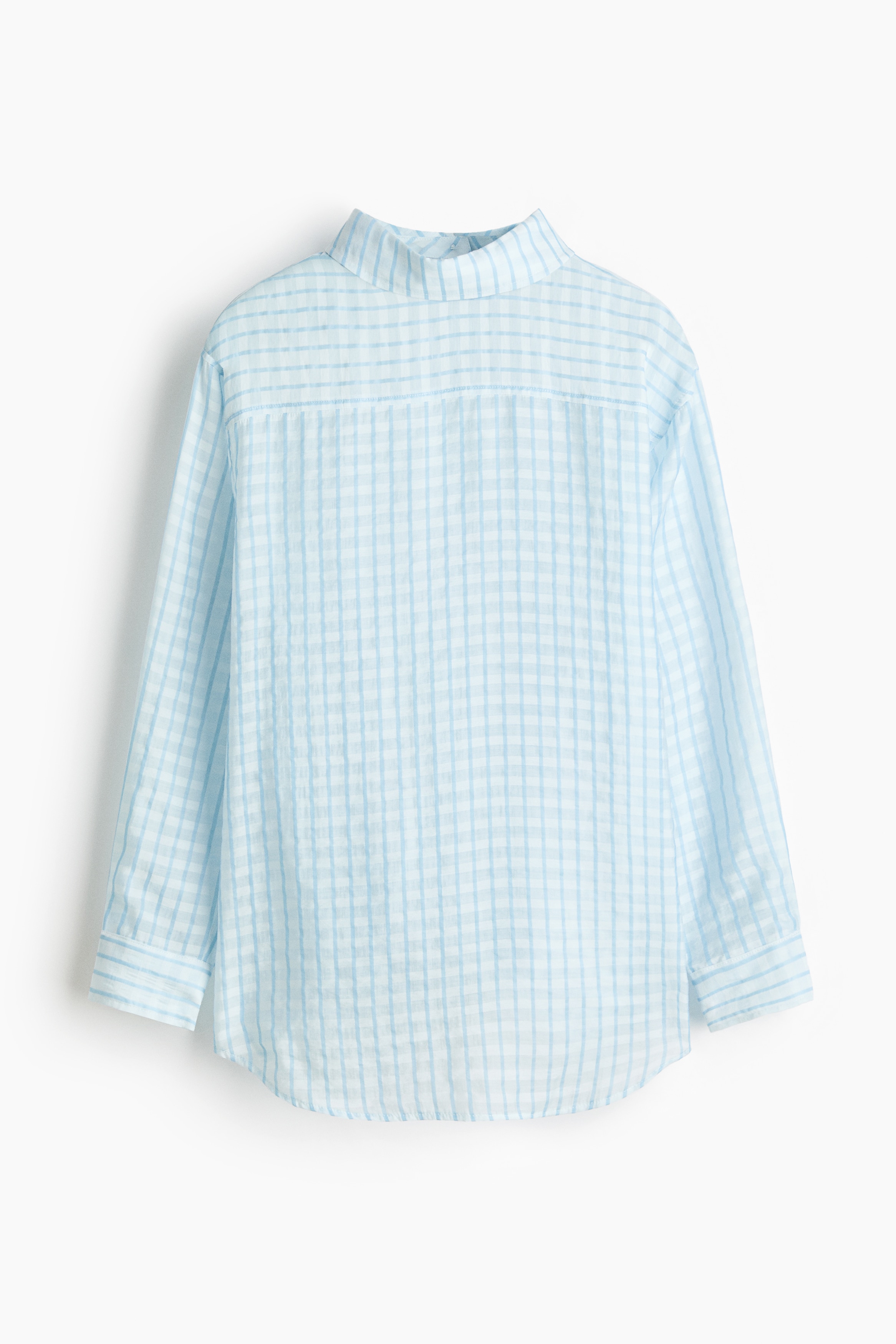 Reverse-collar popover shirt - ライトブルー／チェック