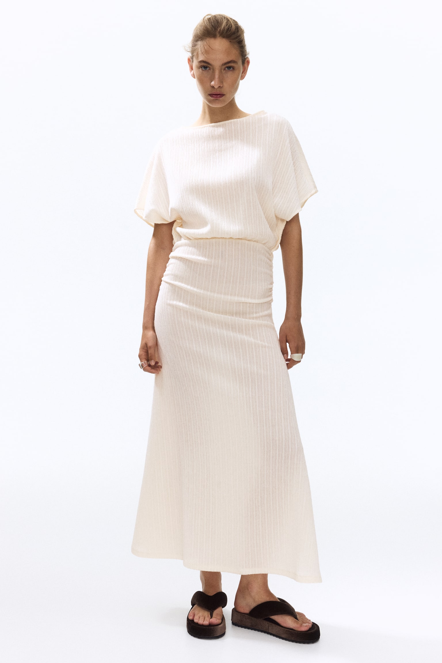 Женское платье H&M Draped Maxi, цвет: Кремовый — фото 3