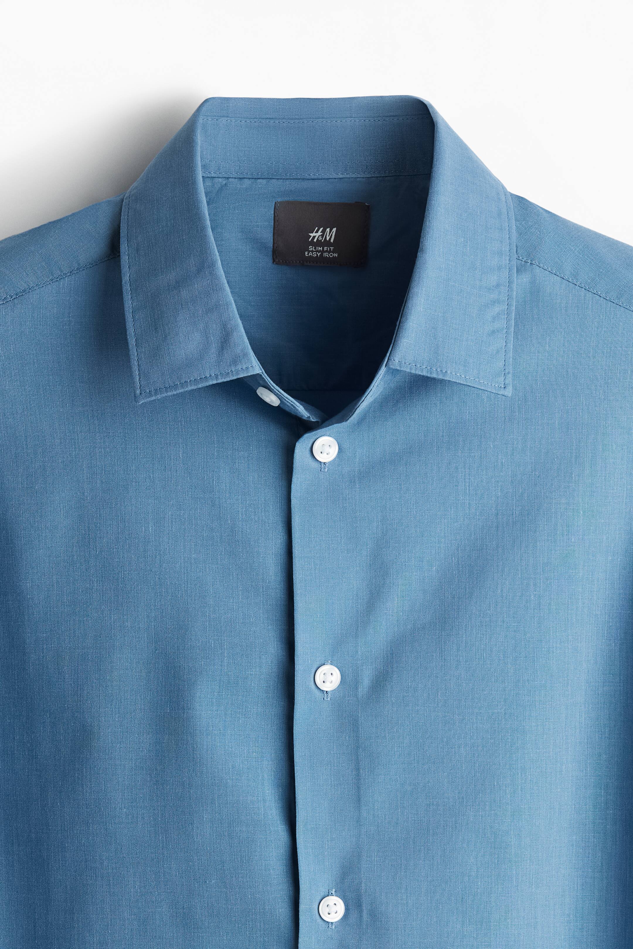 View larger image: Slim Fit Easy-iron shirt - Blue - Men | H&M IN 5