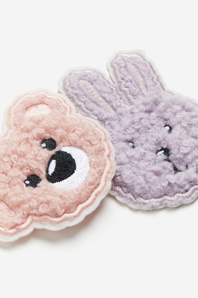 2-pack animal-shaped teddy repair patches - Light pink/Rabbit - 2