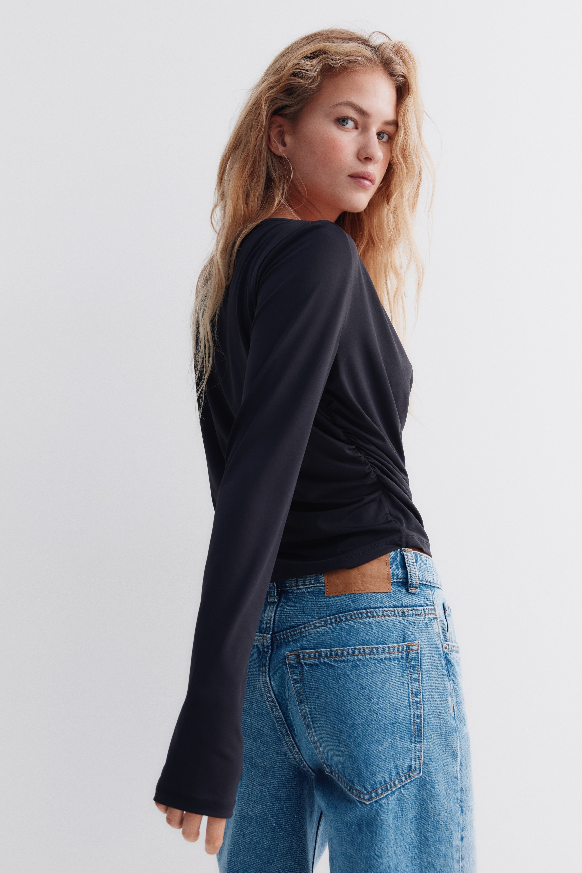 Draped jersey top