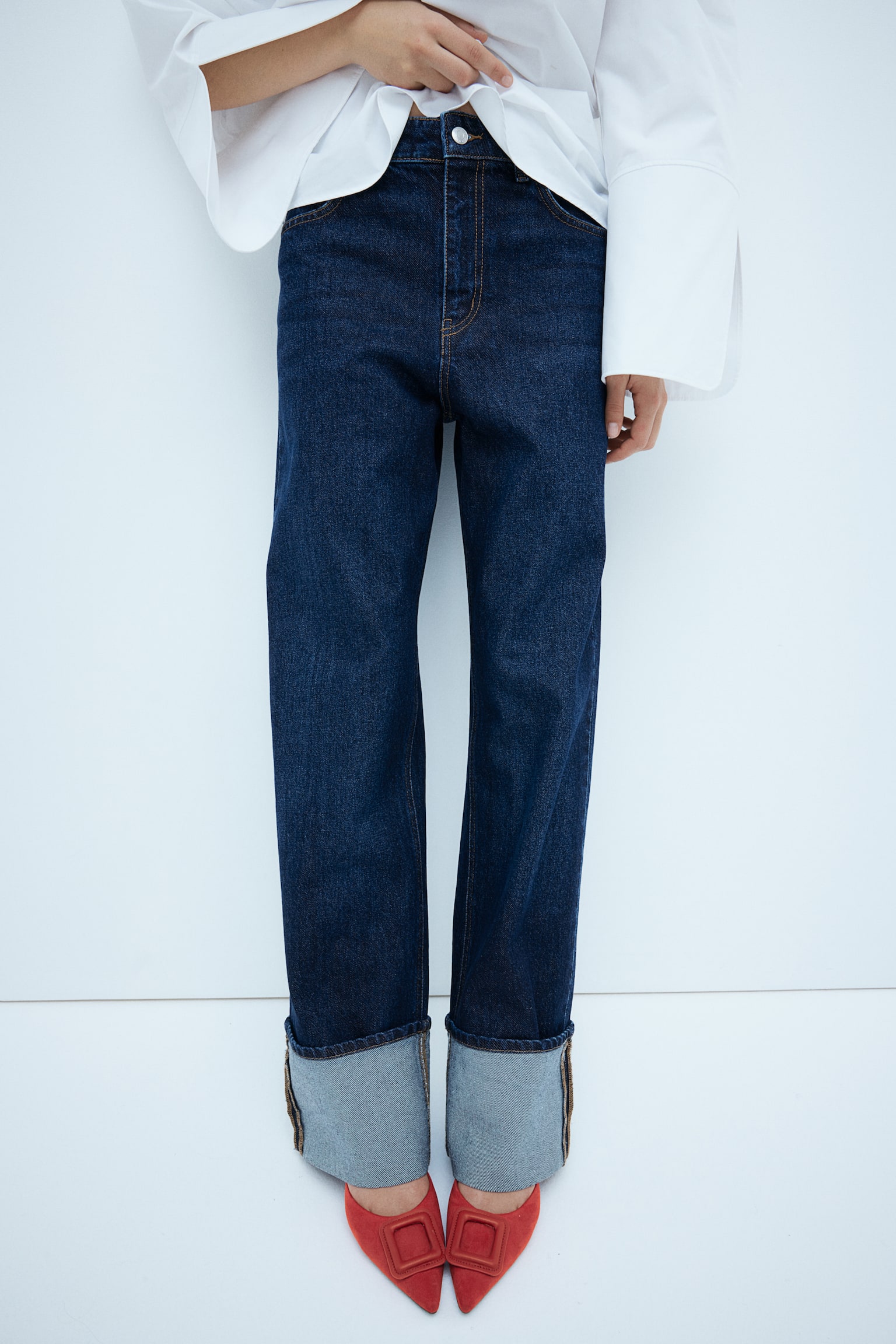 Straight turn-up jeans - Dark denim blue/Light denim blue - 6