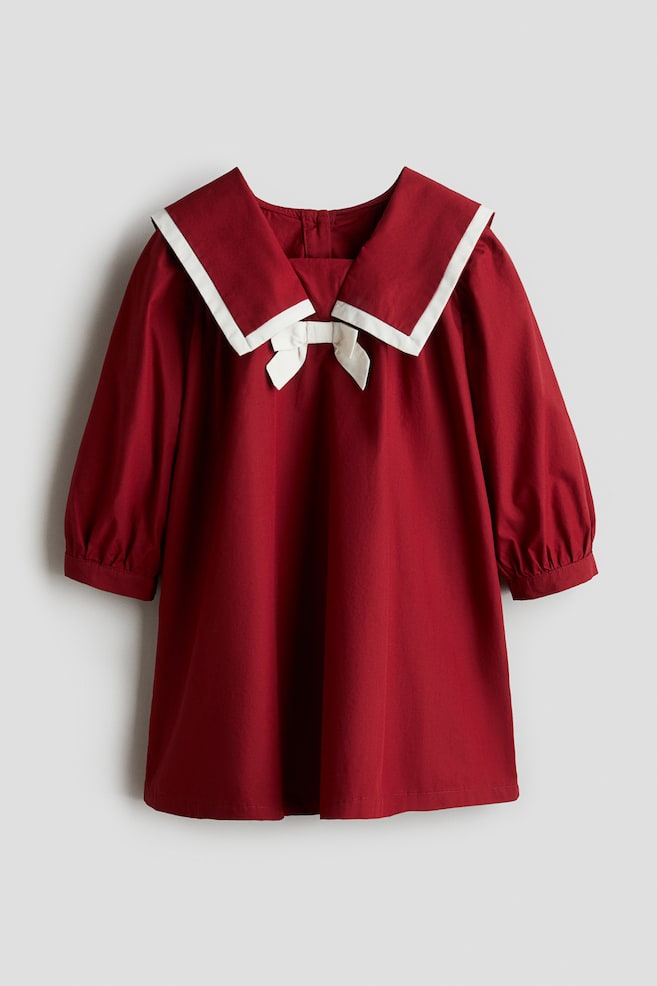 Cotton Sailor Dress - Red/white - 1