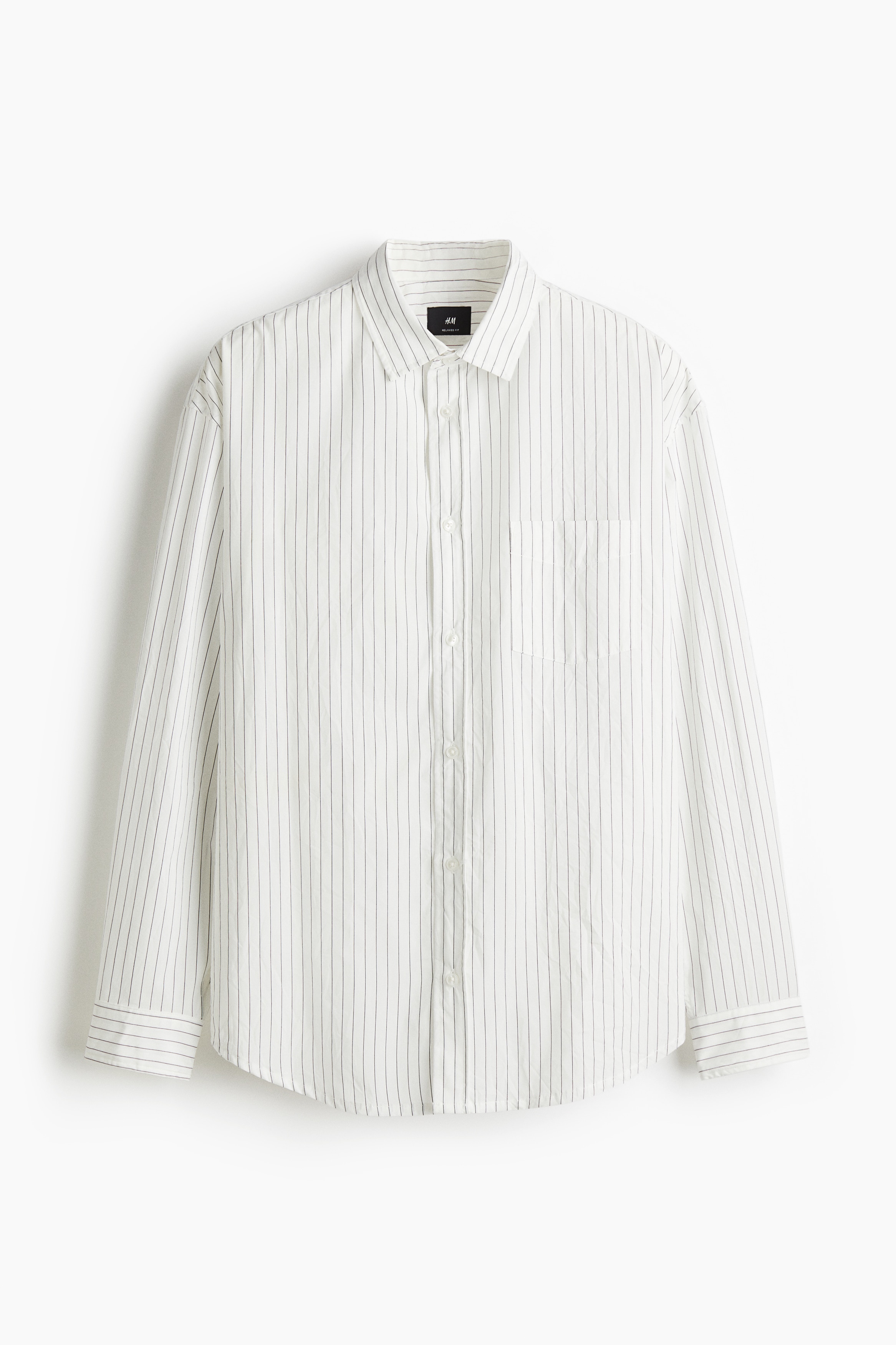 休閒剪裁襯衫 - 白色/細條紋/深灰色/細條紋