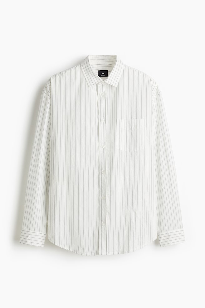 Relaxed-Fit Shirt - White/pinstriped - 1