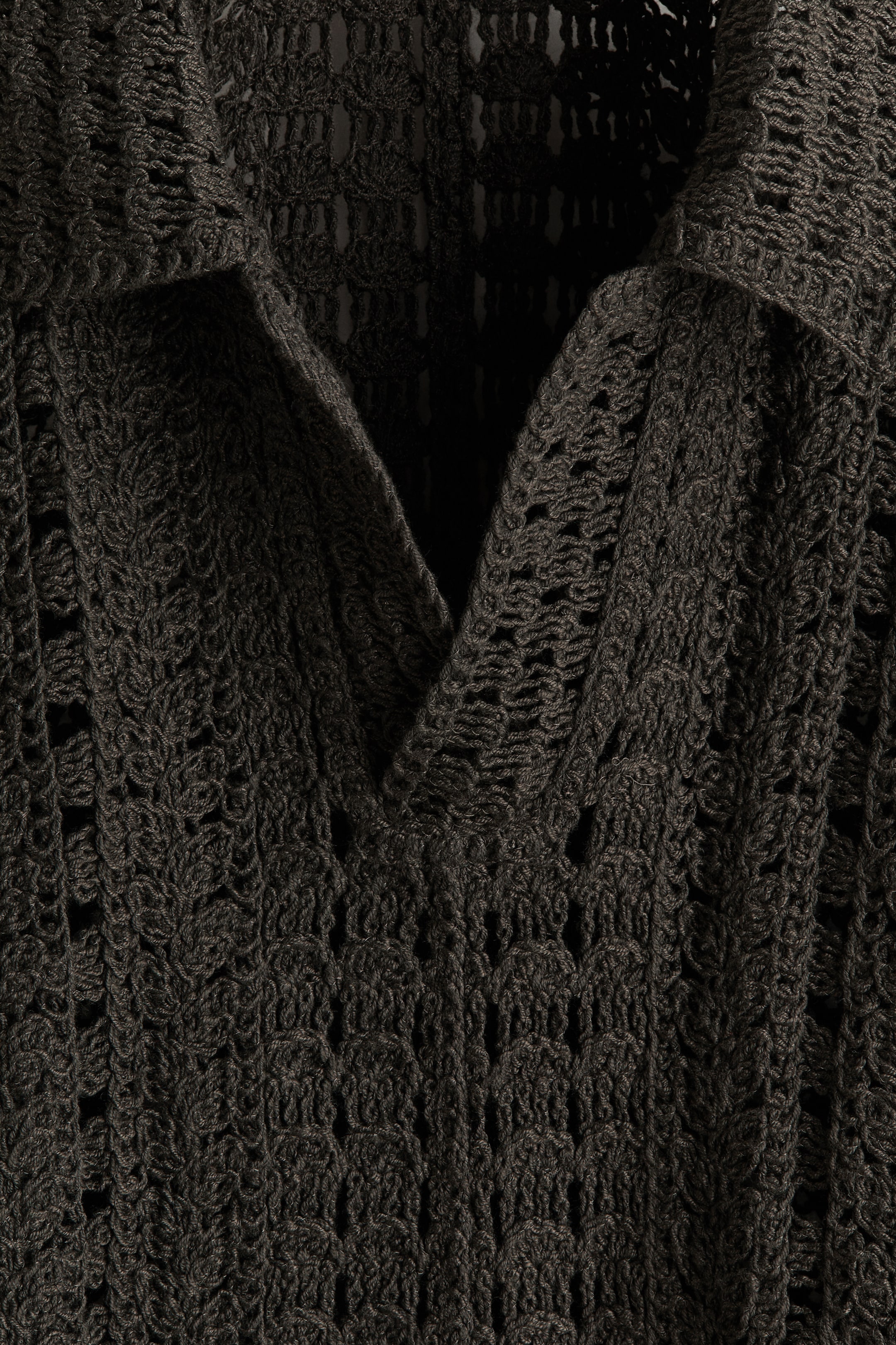 Relaxed-Fit Crochet-Look Polo Shirt