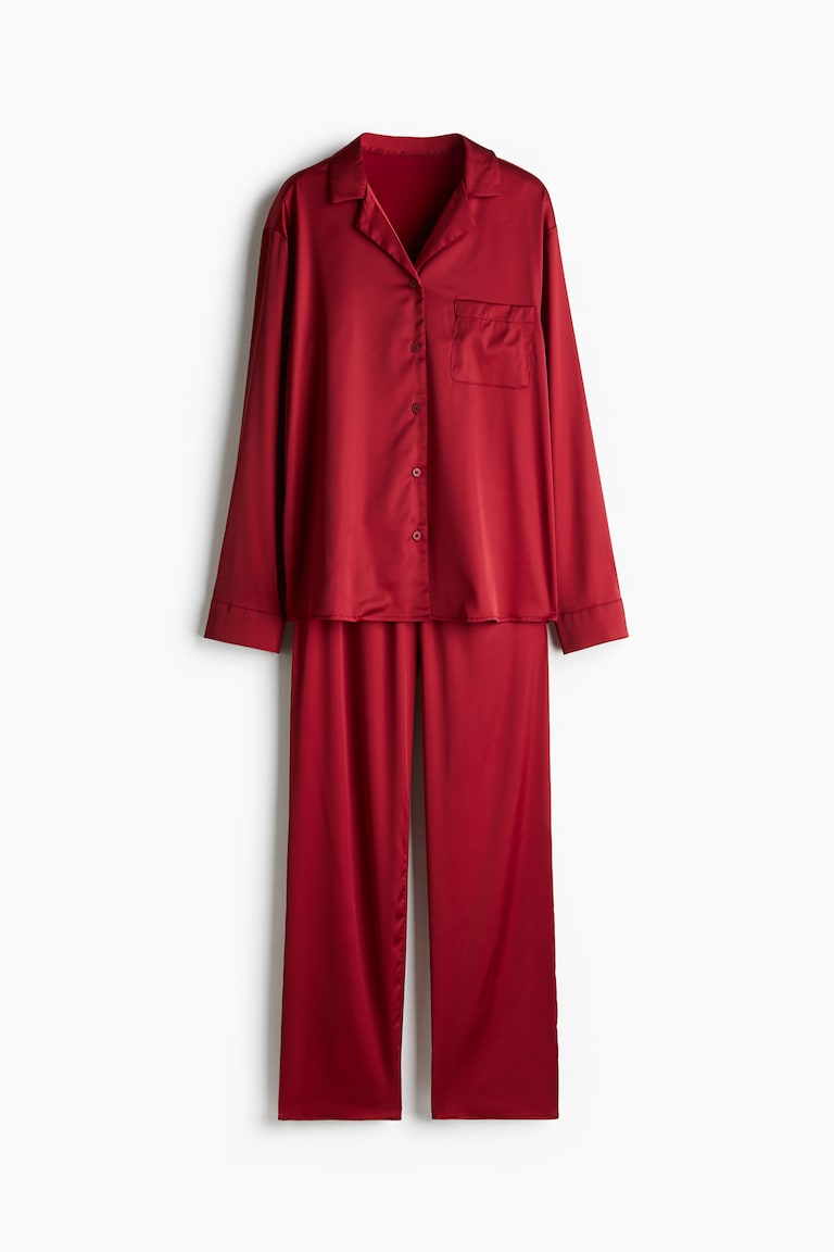 Satin Pajamas Dark red Ladies H&M US