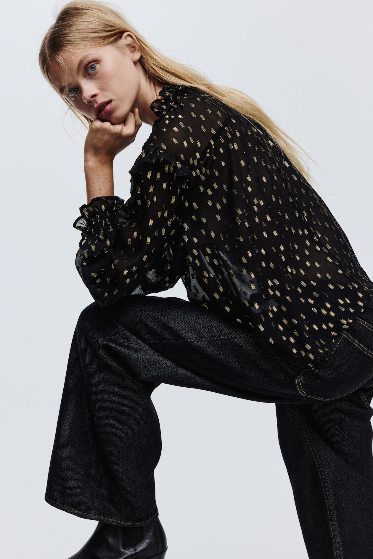 Jacquard-Weave Blouse - image 3
