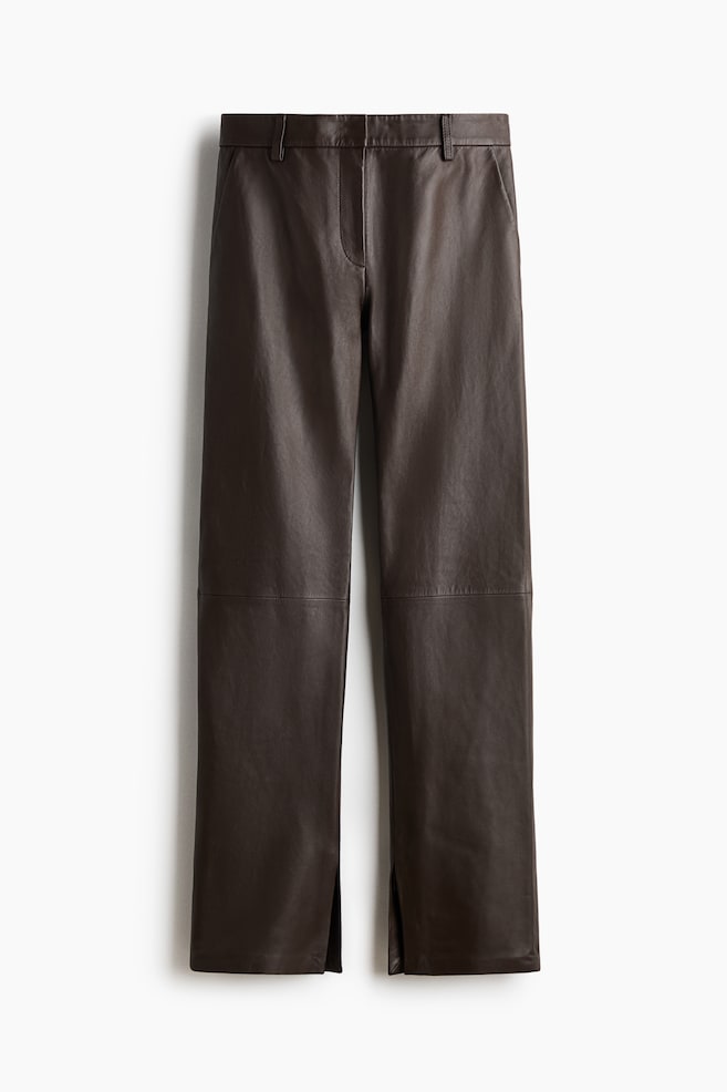 Leather trousers-Dark brown - 1
