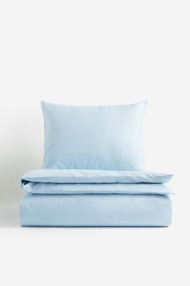 Enkelt sengesett i bomull - Lys pastellblå/Salvie-grønn/Klarblå/Mørk grønn/dc - 4