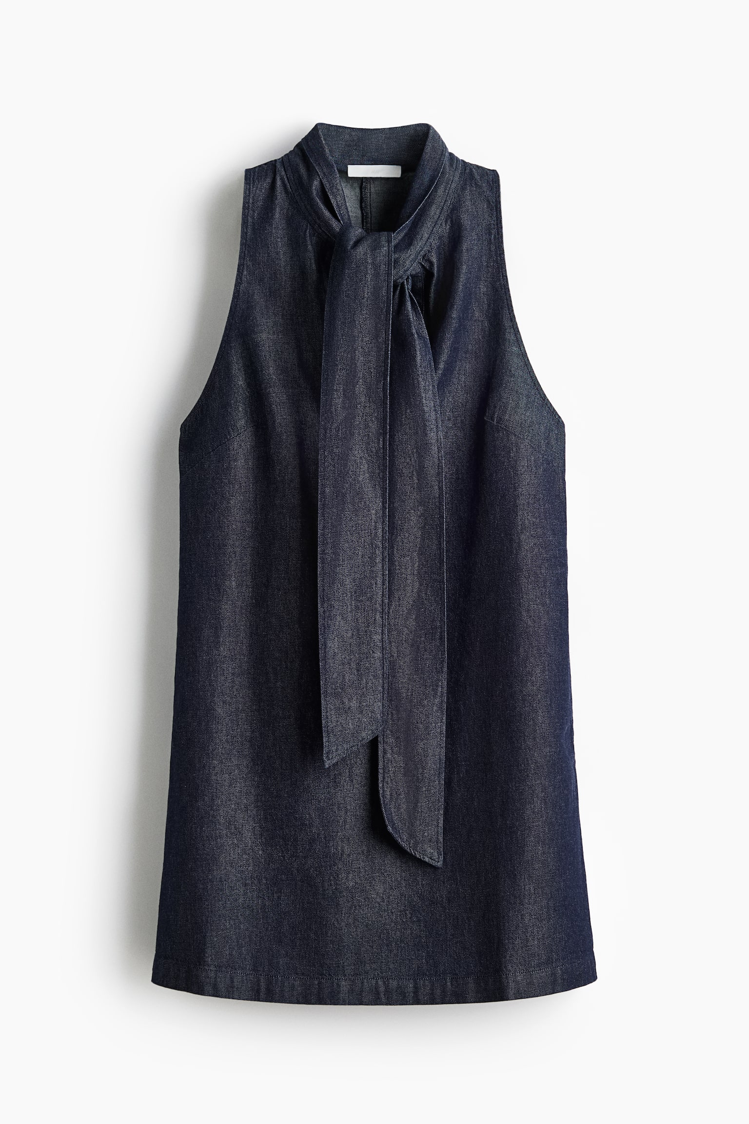 Vestido denim con cuello fular - Azul denim oscuro - 2