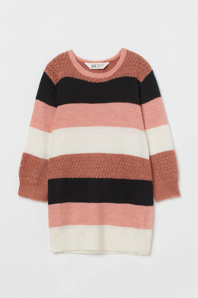 Knitted dress - Powder pink/Striped - 1