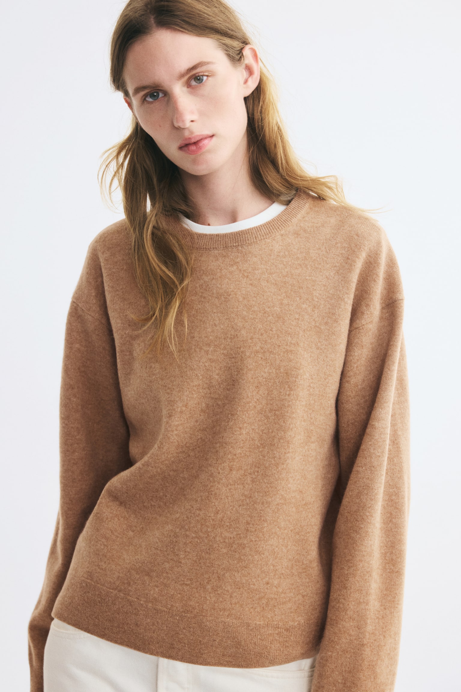 Женский свитер H&M Oversized Wool, цвет: Тёмный бежевый — фото 4