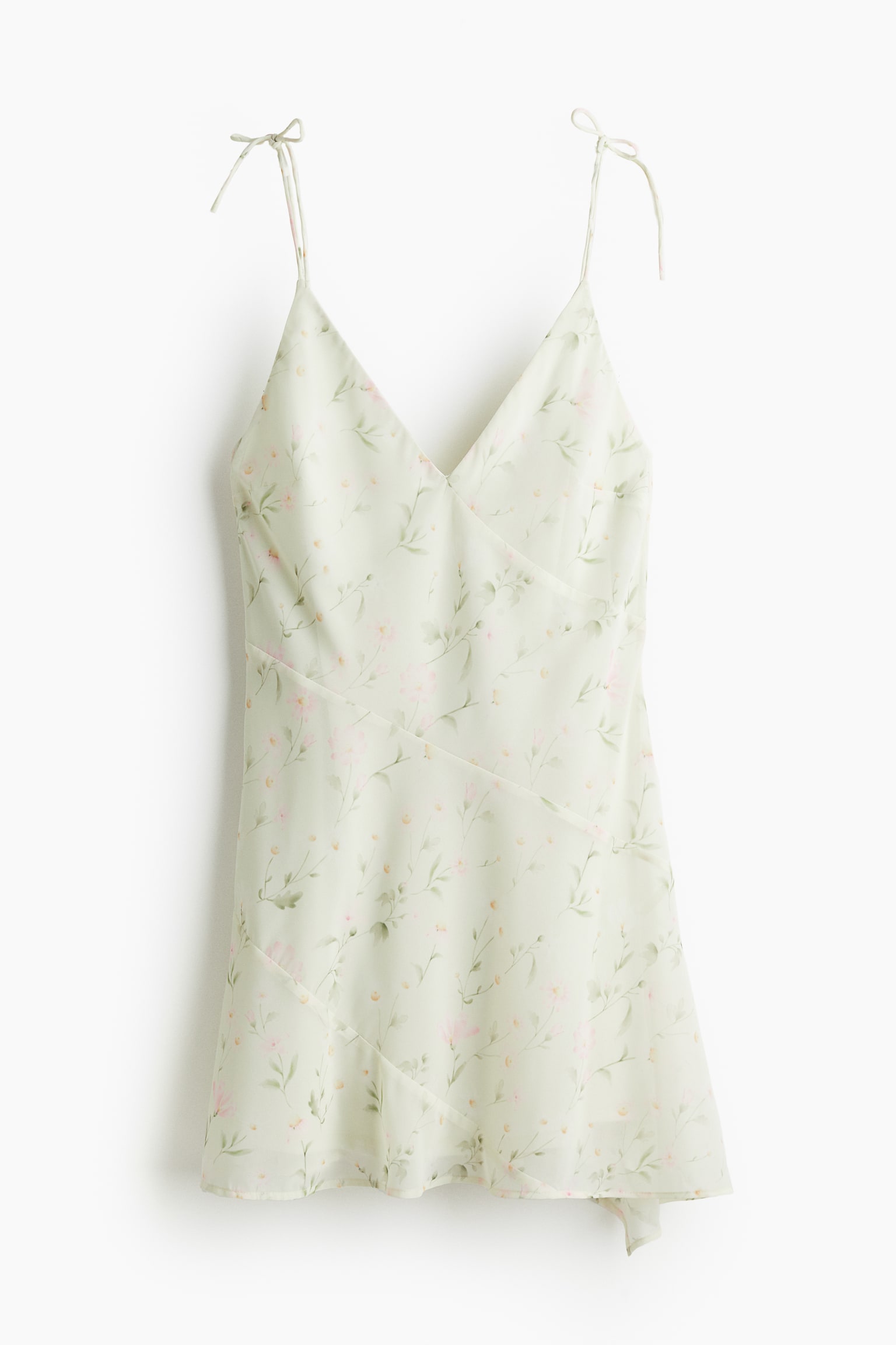 Sheer Asymmetrical Dress - Cream/Floral/Black - 2