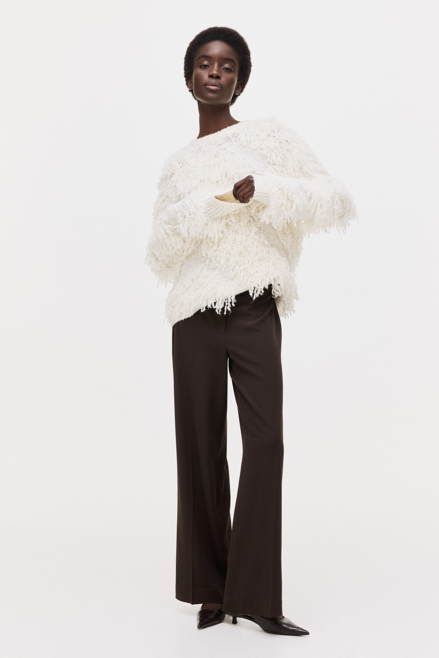 Tailored trousers - Dark brown/Black - 1