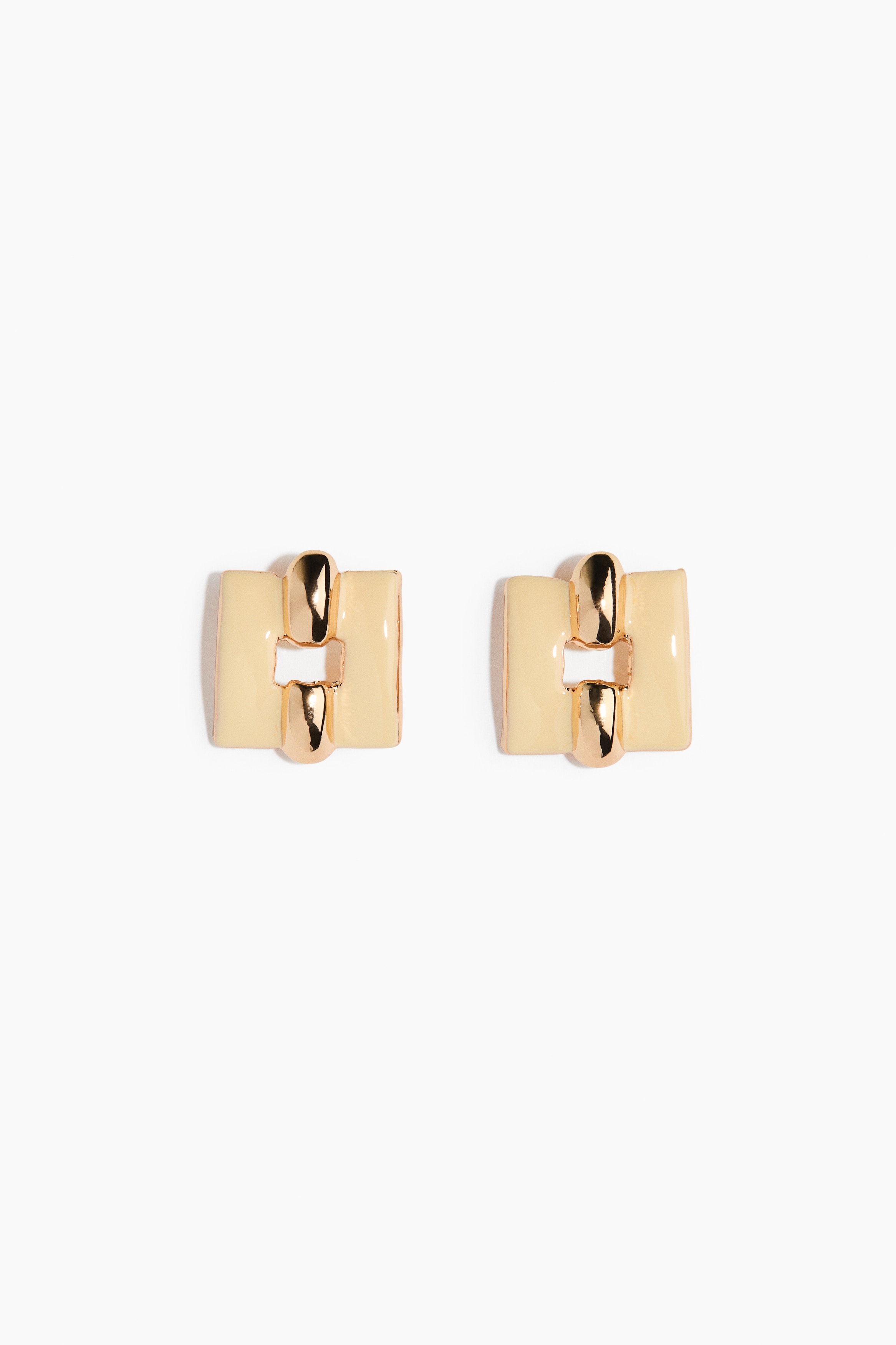 Square earrings - Light yellow/Gold-coloured