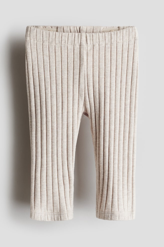Legging en coton à côtes larges - Beige clair/Rose ancien clair - 1