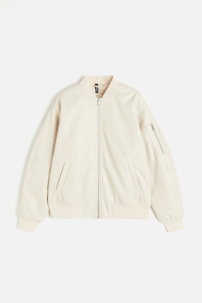 Coated bomber jacket - Light beige/Grey/Cream - 2