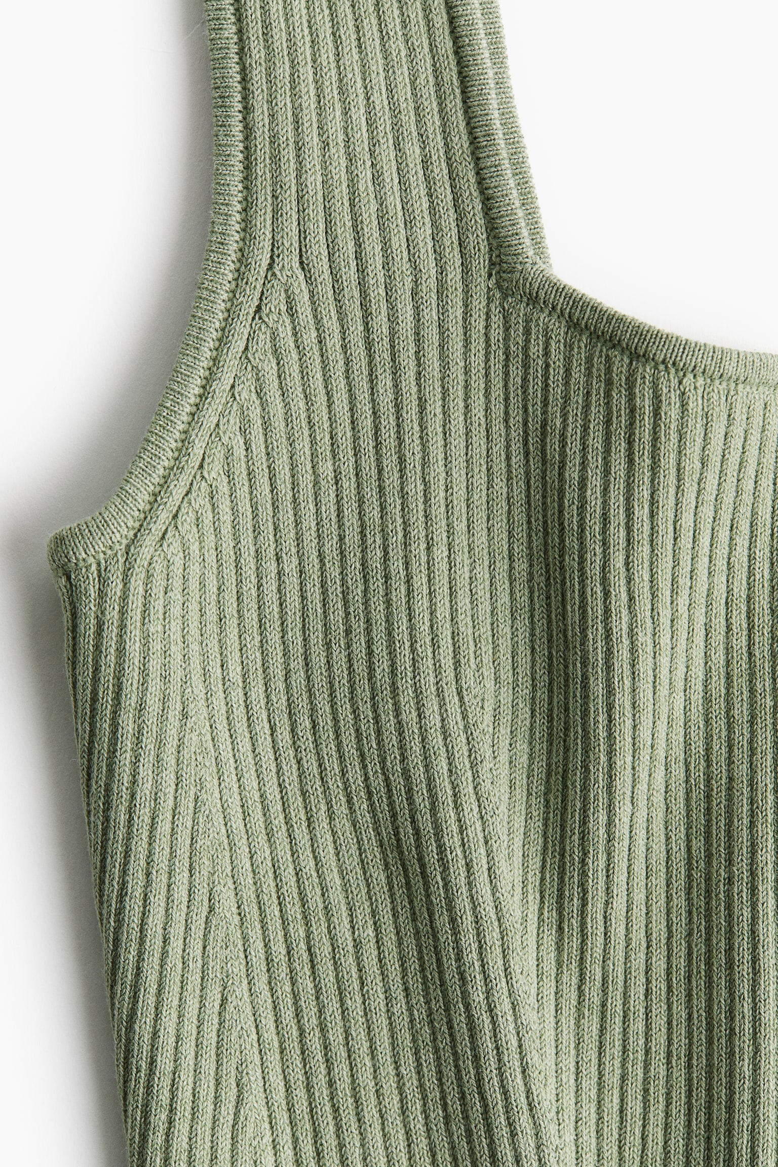 Rib Knit Bodycon Dress - Light khaki green/Black/Light beige - 5